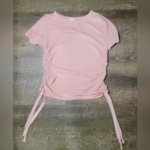 Livi By Olivia Rae Blush Ruched Short Sleeve Tee Sz Small